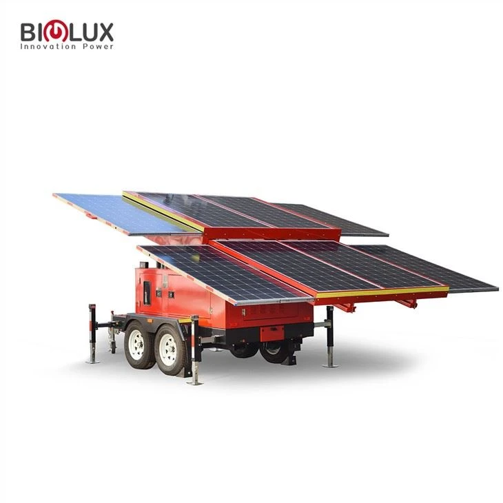Mobilný príves na solárnu energiu ako solárny generátor